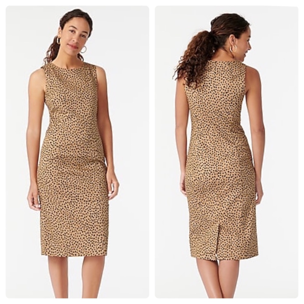 NWT J. Crew Sheath Dress Leopard Bi stretch Cotton